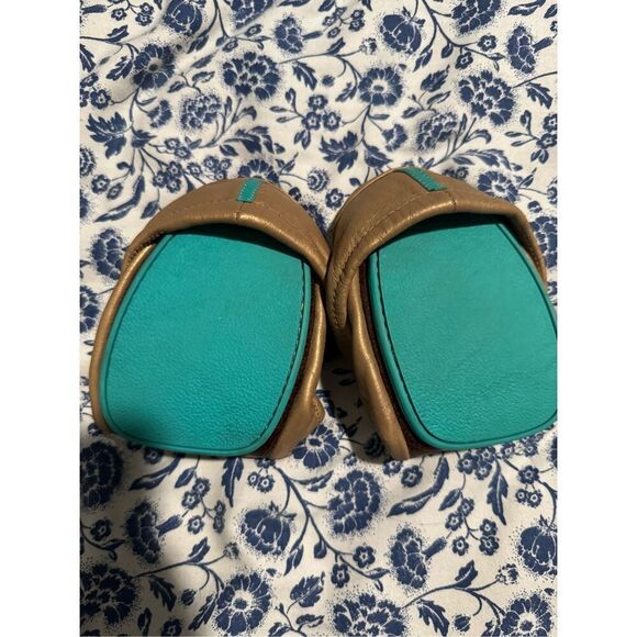 Tieks Champagne limited Edition Gold ballet flats elastic trim 8 - Picture 11 of 14